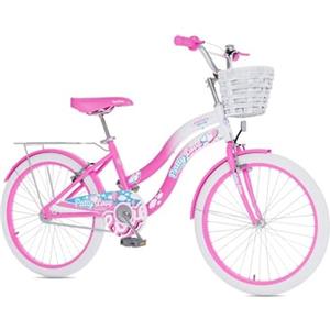 MagikBike Patty Love - Bicicletta per Bambina, Ruote da 20 Pollici, Design con Cestino, Portapacchi e Parafanghi, Colore Bianco/Rosa, Bici Ideale per Bambini da 6 a 9 Anni