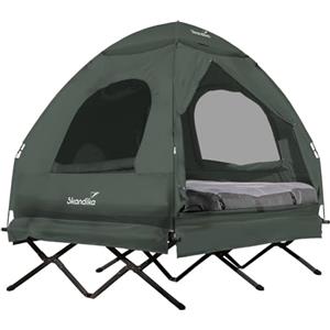 Skandika Haug Tenda/Letto da campeggio rialzato per 2 persone, materasso gonfiabile, impermeabile, per esterni, fino a 160 kg (verde scuro)
