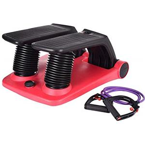 Air Stepper Climber Fitness Machinepedali Antiscivolo per Tutto Il Corpo, Stepper per Scale Interne, Mini Stepper Machine con Bande di Resistenza Rosso