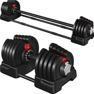 Yaheetech 2 in 1 Manubrio Palestra Regolabile in Peso 2-40 kg Set di Manubri Regolabili in 16 Livelli Manubri Multifunzione per Casa Ufficio Palestra Nero