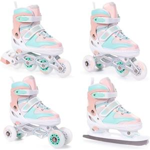 BESTIF - Pattini in linea per bambini e adulti, 4 in 1, regolabili