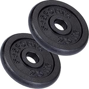 ScSPORTS® Dischi Pesi - Set da 2/4/5/10/15/20 kg, Ghisa, Ø 30/31mm, Nero - Weight Plates, Piastre, Bilanciere, Manubri, Palestra da Casa, Fitness, Allenamento (5 kg (2X 2.5))
