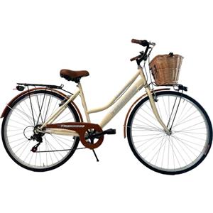 MADICKS Bicicletta Donna da Passeggio Olanda Misura 28 Bici da città Vintage retrò con Cestino in Vimini Beige Con Cambio