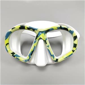 KUADYEGC Maschera Snorkeling Mask Maschera subacquea mimetica anti-appannamento arpione attrezzatura da pesca Maschera da nuoto(Yellow white)
