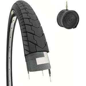 ECOVELO COPERTONE 24 X 1.75 (47-507) + CAMERA PNEUMATICO NERO PER GRAZIELLA BICI OLANDA BICICLETTA DA DONNA 24"