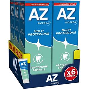 AZ Ricerca Dentifricio Multi Protezione, Ideale per la Famiglia, Pulizia Denti Profonda, Gusto Menta, Maxi Formato da 6 Confezioni X 75ml