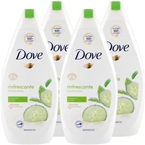 Dove 4x Dove Bagnodoccia Rinfrescante Tè Verde & Cetriolo Bagnoschiuma Tonificante - 4 Flaconi da 450 ml