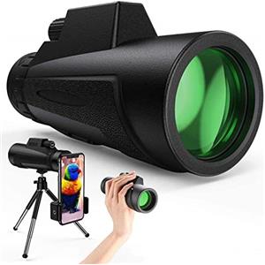 UsmAsk Telescopio monoculare, monocolo Power HD 12X50 h con supporto e cannocchiale tascabile impermeabile per treppiede per smartphone - prisma BAK4 trasparente per birdwatching, partita di campeggio