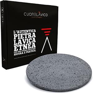 CUORE LAVICO - PIASTRA REFRATTARIA IN PIETRA LAVICA ETNEA TONDA PER PIZZA DIAMETRO 31.5 SP. 1 CM FORNO E BARBECUE PER PANE E PINZA