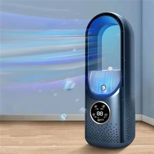 UOEONR Ventilatore senza rotore, silenzioso, tower, display a LED, 6 livelli, a colonna, oscillante, senza lama, per camera da letto (blu)