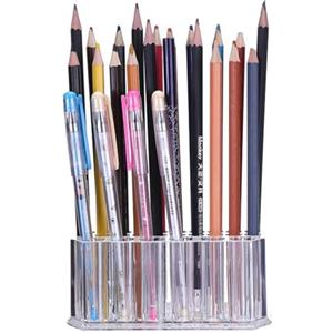 BEIJIALY Porta Pennelli per Trucco, Organizer per Matite con Penna Trasparente, Organizer per Porta Matite per Labbra in Acrilico, 26 Slot Contenitore per Organizzazione Matite Pennelli per Trucco, Es