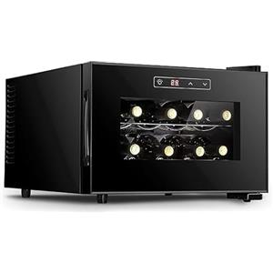DSYYNAY Enoteca Elettronica, Frigorifero di Vino Rosso e Bianco, Frigorifero Vino da Bar Piccolo 8 Bottiglie, Controllo Digitale, Porta di Vetro, Mini Frigorifero da Contatore, Orizzontale