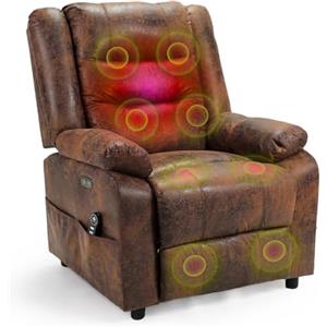 Asukale Electric Recliner Chair TV Armchair Poltrona massaggiante con riscaldamento funzione reclinabile (Brown)
