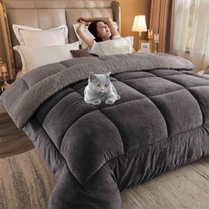 HLTQL Piumone Matrimoniale Invernale,Trapunta in Pile Double-Face Spessa E Calda,Coperta Addensare Fluffy Inverno Piumino Spesso Morbida E Calda(04,Pillowcase)