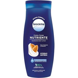 Leocrema Crema Corpo Nutriente, per Pelli Secche e Disidratate, con Olio di Mandorle e Pantenolo, Crema Corpo Idratazione per 72 ore, 250ml
