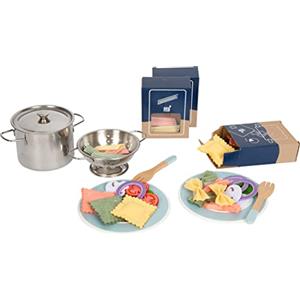 small foot® Set per la cottura della pasta con pentola, scolapasta, piatti e posate - Gioco di ruolo per bambini da 3 anni