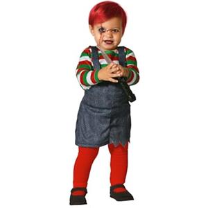Atosa | Costume da bambola insanguinata per neonata | Chucky | Bambola del diavolo assassino | Costumi giocattolo spaventosi per Halloween, Carnevale, feste a tema | T-shirt e tuta