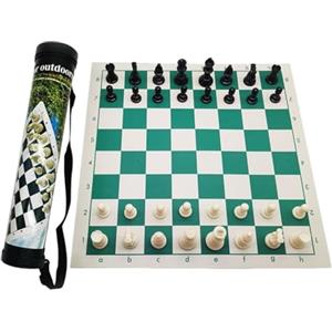 F Fityle Scacchiera da Viaggio con Scacchiera Arrotolabile, Comoda con Tubo di Trasporto, Giochi da Tavolo da Viaggio Portatili per Adulti Principianti, 52cmx8cmx8cm