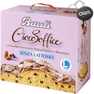 CAIYA Bauli Colomba CiocoSoffice Senza Lattosio con Gocce di Cioccolato Extra Fondente e Mandorle 750g con Portachiavi CAIYA® (Pasqua 2024)
