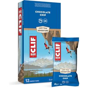 CLIF BAR | Barretta Energetica | Chocolate Chip | Barretta proteica vegetale per Corsa, Allenamento per maratone, Ciclismo e Sport di Resistenza | Snack energetico Naturale | 12 x 68 g