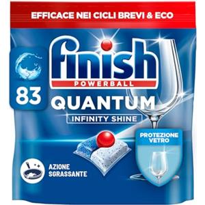 Finish Quantum Infinity Shine Pastiglie Lavastoviglie, 83 Capsule Lavastoviglie, Pastiglie per Lavastoviglie per una Pulizia Profonda e Stoviglie Brillanti