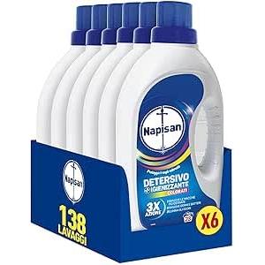 Napisan Detersivo Lavatrice Liquido Igienizzante Capi Colorati, 6 Confezioni da 1.15 da 23 Lavaggi di Detersivo Lavatrice Liquido