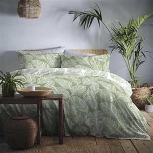 Fusion Matteo - Set copripiumino, facile da pulire, 3 pezzi, per letto matrimoniale, colore verde