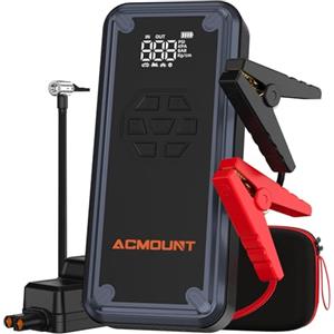 ACMOUNT Avviatore Batteria Auto 7000A, Booster Avviatore Auto con Compressore 150PSI (Per Benzina 9L/Diesel 8L) Starter Batteria Portatile 12V Jump Start con Ricarica Rapida 18W, LED & LCD