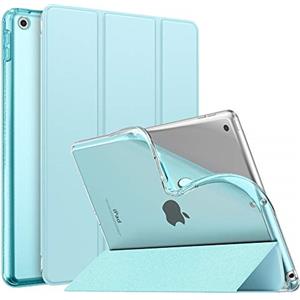 MoKo Cover per Nuovo iPad 10,2" 9a Gen. 2021 / 8a Gen. 2020 / iPad 7a Gen. 2019, Custodia Ultra Sottile Leggero Tri-Fold Auto Sveglia/Sonno con Retro Semi-Trasparente in TPU, Cielo Blu