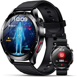 Lgnitek 2026 Nuovo Smartwatch Uomo Con ECG/HRV/BMI/Acido Urico/Lipidi, 1,43" AMOLED Orologio Salute Con 24H Frequenza Cardiaca/SpO2/Sonno/Chiamata SOS, Contapassi IP68,Per Android 9.0+ iOS 10.0+