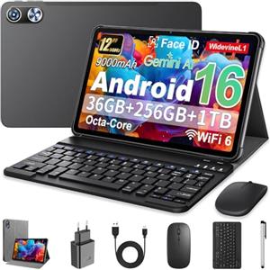MENTUME Android 16 Tablet 12 Pollici con Gemini AI, Tablet con Custodia, Tastiera & Mouse, Unisoc T7250 Octa-Core, 36 GB RAM + 256 GB ROM + 1 TB TF, 1920x1200 Display HD, Fotocamera Doppia 8MP + 20MP, 9000mAh