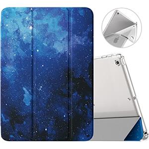 MoKo Cover per Nuovo iPad 10,2" iPad 9a generazione 2021 / 8a Gen. 2020 / 7a Gen. 2019, Custodia Ultra Sottile Leggero Tri-fold Auto Sveglia/Sonno con Retro Semi-trasparente in TPU,Cielo Stellato Blu