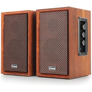 cinnkeyi 【Versione 2026 Migliorata】 Diffusori Libreria Passivi - Sistema Computer Hi-Fi 40W con Bassi Potenti, Ingressi Bluetooth/USB/RCA/AUX - Casse 2.0 in Legno per PC/TV, Laptop, Giradischi