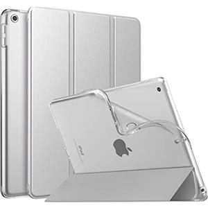 MoKo Cover per Nuovo iPad 10,2" iPad 9a generazione 2021/8a/7a Gen. 2022/2019, Custodia Ultra Sottile Leggero Tri-fold Auto Sveglia/Sonno con Retro Semi-trasparente in TPU, Argenteo