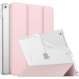 MoKo Cover per Nuovo iPad 10,2" iPad 9a generazione 2021/8a/7a Gen. 2022/2019, Custodia Ultra Sottile Leggero Tri-fold Auto Sveglia/Sonno con Retro Semi-trasparente in TPU, Rosa Trasparente