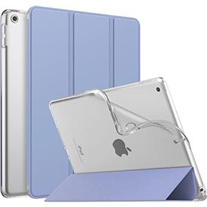 MoKo Cover per Nuovo iPad 10,2" 9a Gen. 2021 / 8a Gen. 2020 / iPad 7a Gen. 2019, Custodia Ultra Sottile Leggero Tri-fold Auto Sveglia/Sonno con Retro Semi-trasparente in TPU, Lavanda