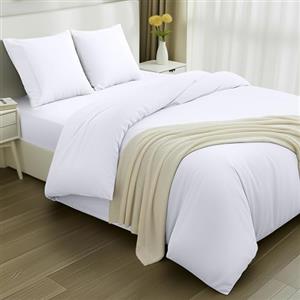 Utopia Bedding Set Copripiumino da 4 Pezzi - Copripiumino 240x220cm, Lenzuolo con Angoli 160x20cm, Federe 65x65cm - (Bianco, Matrimoniale)