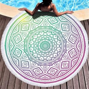 LXTOPN Telo mare rotondo, telo mare mandala, telo mare in microfibra, XXL, telo da spiaggia, tappetino da yoga, asciugamani con nappe (Y11)