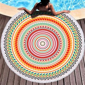 LXTOPN Telo mare rotondo, telo mare mandala, telo mare in microfibra, XXL, telo da spiaggia, tappetino da yoga, asciugamani con nappe (Y12)