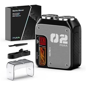 PAXA T01 Rasoio Elettrico Barba,Mini Rasoio Elettrico,9000 RPM,IPX7,Da Viaggio Umido E Asciutto,Testina Rotante,Ricaricabile USB-C,Senza Fili, Ideale Per Casa, Auto E Viaggio,Grigio