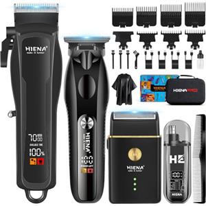 HIENA PRO Tagliacapelli Uomo Professionale, Macchinetta per Capelli Senza Fili, Regolabarba, Rasoio a Lamina, Tagliapeli Naso, Kit Completo per Rasatura e Taglio di Capelli Elettrico