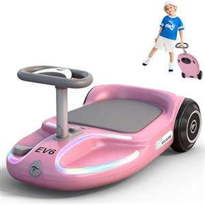 EVERCROSS EV6 Macchina Elettrica per Bambini, 4-in-1 Ricaricabile Auto Elettrica, 3 Velocità, Motore Brushless 90W, Anti-Ribaltamento, Luci LED & Bluetooth, Monopattino Pieghevole con Sterzo 360°