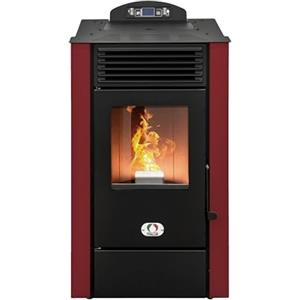 STUFE A PELLET ITALIA Alaska 10 KW | Stufa ad Aria Ventilata Efficienza 91% Scalda 85m² Autonomia 20H Programmabile 5 Velocità e Potenze Garanzia 24 Mesi Rosso