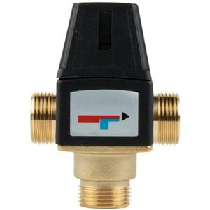 CYRENT Valvola miscelatore termostatico a 3 vie, in ottone, 35-60 °C, filettatura maschio DN20 DN25, per uso domestico con acqua calda e riscaldamento a pavimento (DN20)