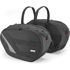 GIVI Coppia Borse Laterali EASY10 35L Espandibili, Nero - Capacità da 27 a 35 Litri