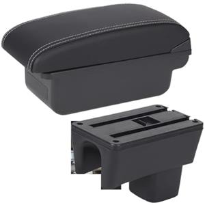 BHGMGEBLV Bracciolos centrales Per SUZUKI Per Swift 2005-2025 Bracciolo Box Auto Portaoggetti Per Rinforzato Dettagli Interni Elevati Bracciolo centrale per auto(C Black white NoUSB)