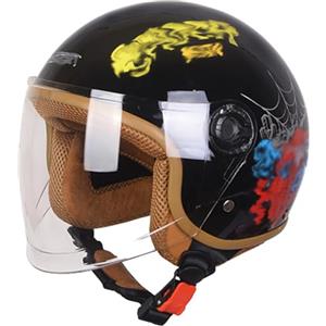 QKDWQZ Casco Da Moto Demi Jet Per Bambini, Casco Da Moto Per Bambini, Casco Da Scooter Omologato ECE Con Visiera Parasole, Alla Moda Per Ragazzi E Ragazze Dai 4 Ai 14 Anni D,47-55CM