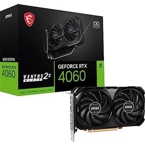 MSI Gaming GeForce RTX 4060 8GB GDRR6 128-bit, HDMI/DP, NVLink, Ventus Torx 4.0, Scheda grafica con architettura Ada Lovelace (RTX 4060 Ventus 2X Black 8G OC)