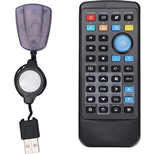 Ouitble Ricevitore USB per telecomando wireless Telecomando universale per computer PC con 34 tasti Plug and Play per intrattenimento multimediale ABS nero