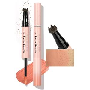 Anglicolor Lentiggini Finte 2 in 1 con Fard,Naturale,Impermeabile,Facile da Usare,Controllo Delle Dimensioni Delle Lentiggini,Trucco Effetto Baciato Dal Sole (01#Light Brown 1ml+Soft Nude Pink 2.8ml)